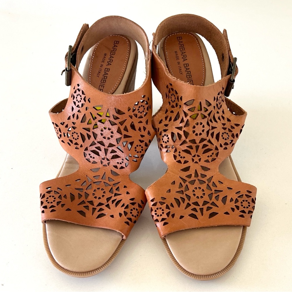 Barbara Barbieri Leather Tan Cutout Sandals
